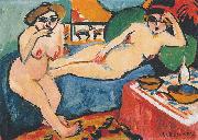 Ernst Ludwig Kirchner Zwei Akte auf blauem Sofa oil on canvas